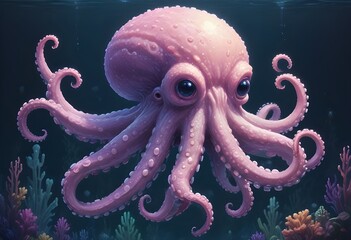 A purple octopus is shown in this illustration.
