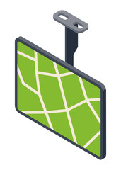 Gps navigator with navigation map icon isometric. Automotive navigation system symbol, automobile controls element. Vector illustration 3D gps sign on white background