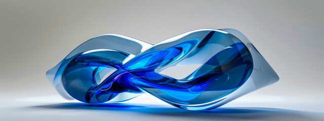 A blue and white sculpture of a wave