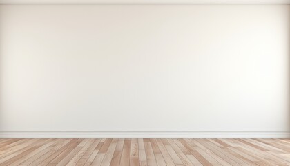 3d rendering.  texture wallpaper.  An empty room with white walls and brown wooden floor