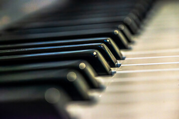 Harmonic Details: Macro Photo of Piano Keys