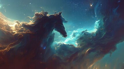   a dark cloud of gas and dust that resembles a horse's head.  