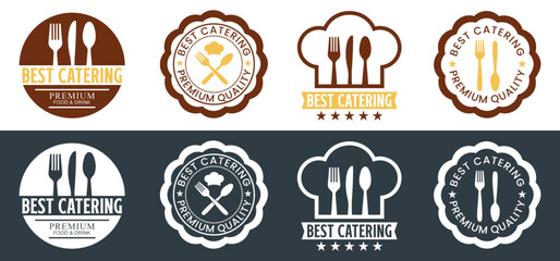 set of catering logos with fork, spoon and knife. food catering service logo template