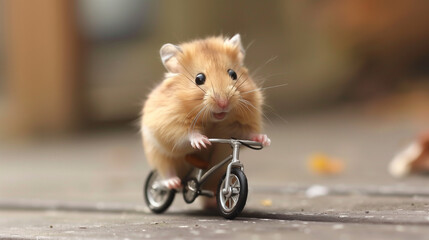 Hamster spins tiny bicycle, Generative AI