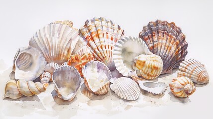 Collection of seashells, perfect for marine biology studies and coastal themes