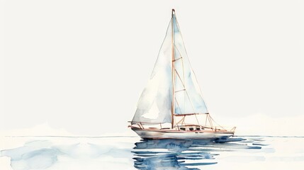 Serene sailing scene in watercolor, ideal for nautical themes and wall art