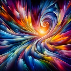 Obraz premium Mystic Mirage featuring abstract colorful shapes swirling and converging in a surreal display of vibrant hues and dynamic patterns