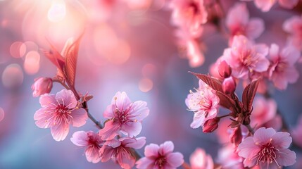 Cherry Blossoms Bloom in Radiant Spring Light