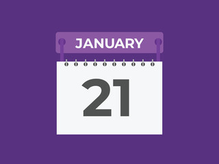 january 21 calendar reminder. 21 january daily calendar icon template. Calendar 21 january icon Design template. Vector illustration
