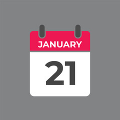 january 21 calendar reminder. 21 january daily calendar icon template. Calendar 21 january icon Design template. Vector illustration

