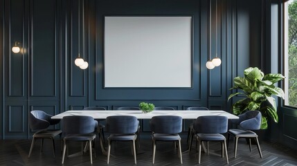 elegant restaurant interior with blank frame mockup dining table and chairs inviting atmosphere illustration