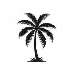 palm tree silhouette vector illustration white background