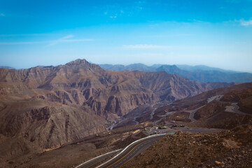 Jebel jais mountain, Majestic Rocky Mountains Under Clear Blue Sky During a Sunny Day