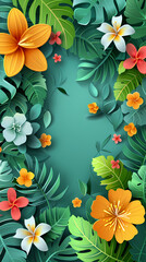 Paper cut spring flowers .Colorful Floral Bouquet Amidst Lush Garden