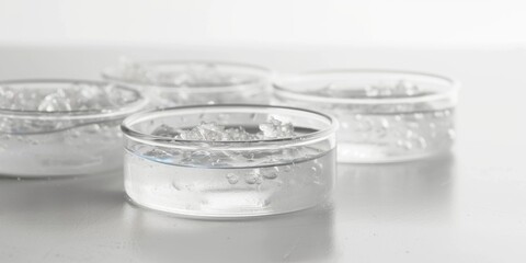 Cosmetic gel, transparent gel serum texture with microbubbles on white background