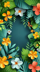 Paper cut spring flowers .Colorful Floral Bouquet Amidst Lush Garden