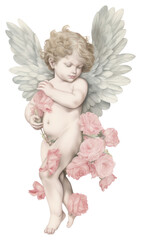 PNG  Cupid angel drawing flower.