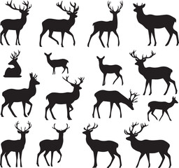 Fototapeta premium Deer silhouette illustration. Deer icon vector.