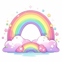rainbow with clouds, illustration, pastel colors