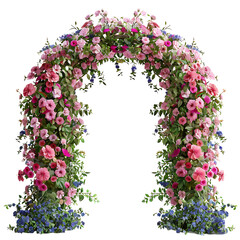 Garden flower arch on isolated transparent background