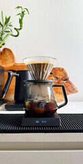 Close-up of a freshly brewed filter coffee