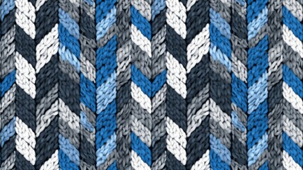 Monochrome Knitted Fabric with Blue Accent Pattern Texture