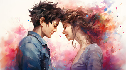 vibrant watercolor illustration of a lover.