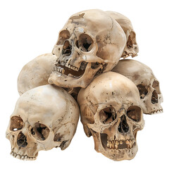 Obraz premium Pile of skull on isolated transparent background