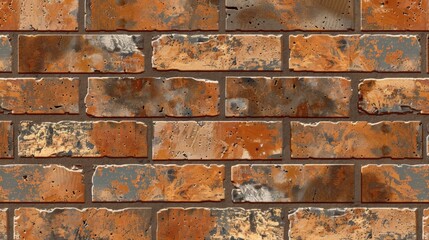 Rustic Orange Brick Wall Texture with Weathered Patina