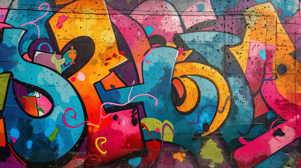 Colorful graffiti on urban wall. Represents urban art, creativity, and street culture, excellent for cultural and artistic expressions.