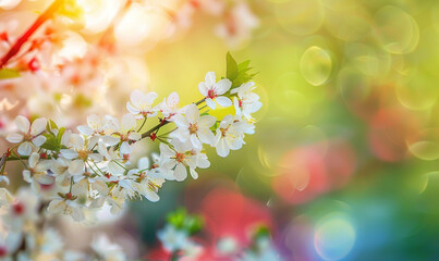 Spring Blossom - A Vibrant Display of  Colorful Flowers  with Bokeh Background