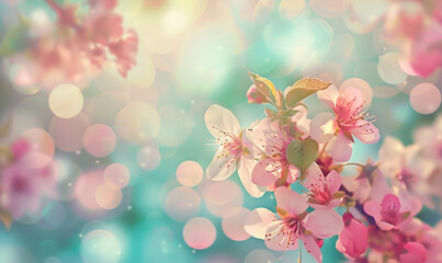 Spring Blossom - A Vibrant Display of  Colorful Flowers  with Bokeh Background