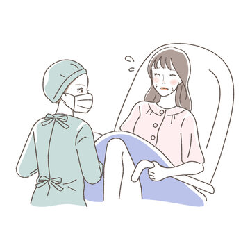 woman giving birth, medical staff assisting clip art preview