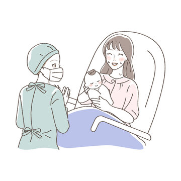mother holding baby after birth clip art preview