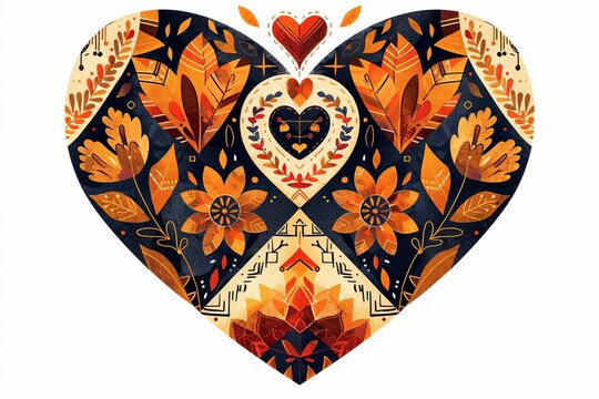  Heart-shaped sticker featuring a detailed Navajo embroidery patter