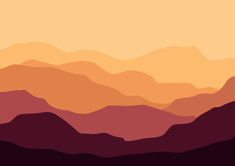 Mountains panorama for background. Vector illustration in flat style.