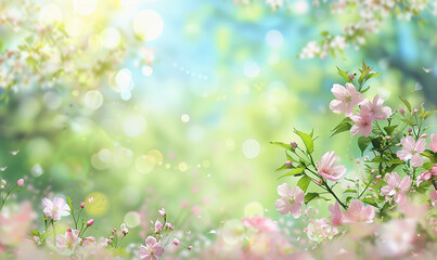 Fototapeta premium Spring Blossom - A Vibrant Display of Colorful Flowers with Bokeh Background