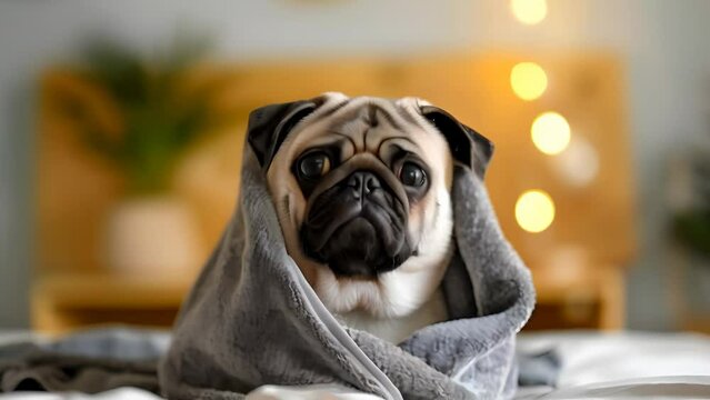 The mops is wrapped in a towel after washing