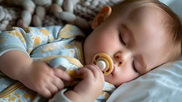 Sleeping newborn with a pacifier in his mouth