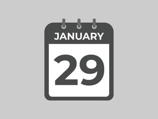 january 29 calendar reminder. 29 january daily calendar icon template. Calendar 29 january icon Design template. Vector illustration
