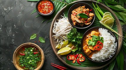 Assorted Thai Food in plate