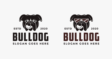 Vintage retro bulldog logo vector icon illustration on white background