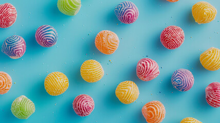 Candy colorful on blue background