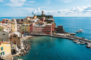 The town of Vernazza in the Cinque Terre National Park. Spring in Italy.