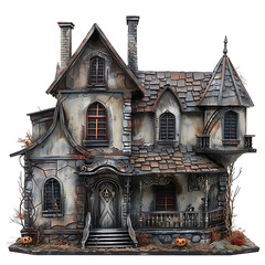Haunted house on isolated transparent background