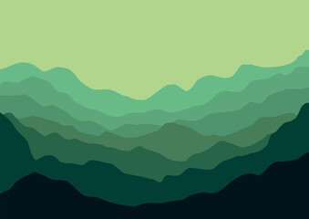 Mountains panorama for background. Vector illustration in flat style.