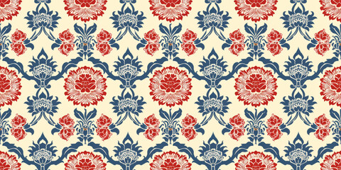 Japanese Floral Clouds Seamless Pattern:  A traditional Japanese pattern 