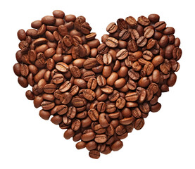 PNG  Coffee beans in heart shape white background freshness abundance