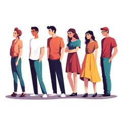 Fototapeta premium A group of people are standing in a line, with some wearing glasses