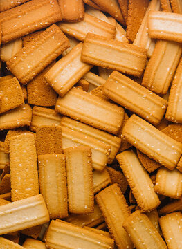 sesame cookies close upe background